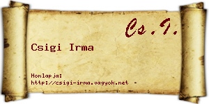 Csigi Irma névjegykártya